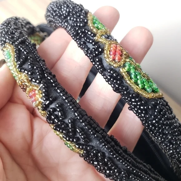 Vintage Glass Beaded Floral Handbag Purse - Picture 11 of 16